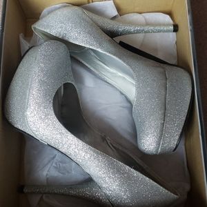 Glitter silver high heels